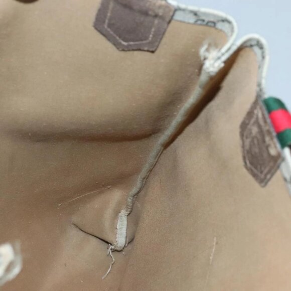 GUCCI GG Supreme Web Sherry Line Tote Bag PVC Beige Auth ep9399 - Picture 11 of 16